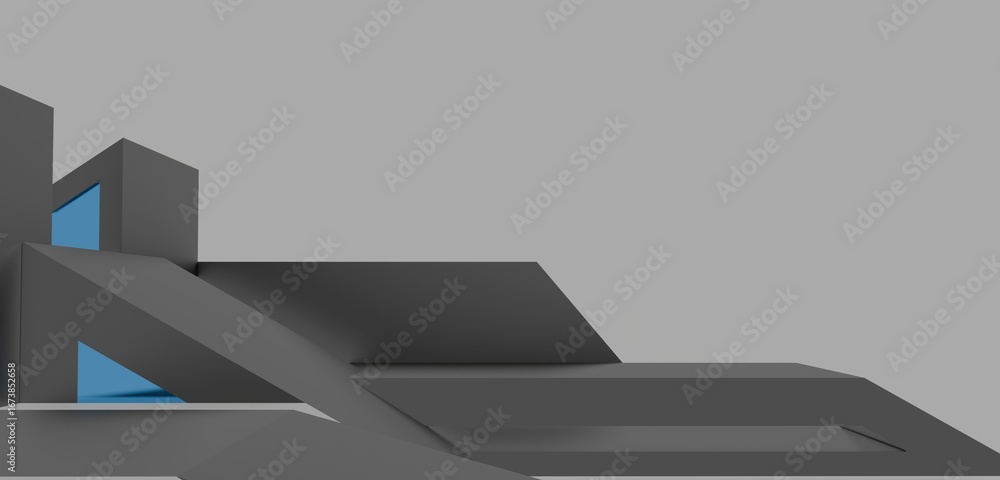 Poster 3d rendering architecture background building geometric shape