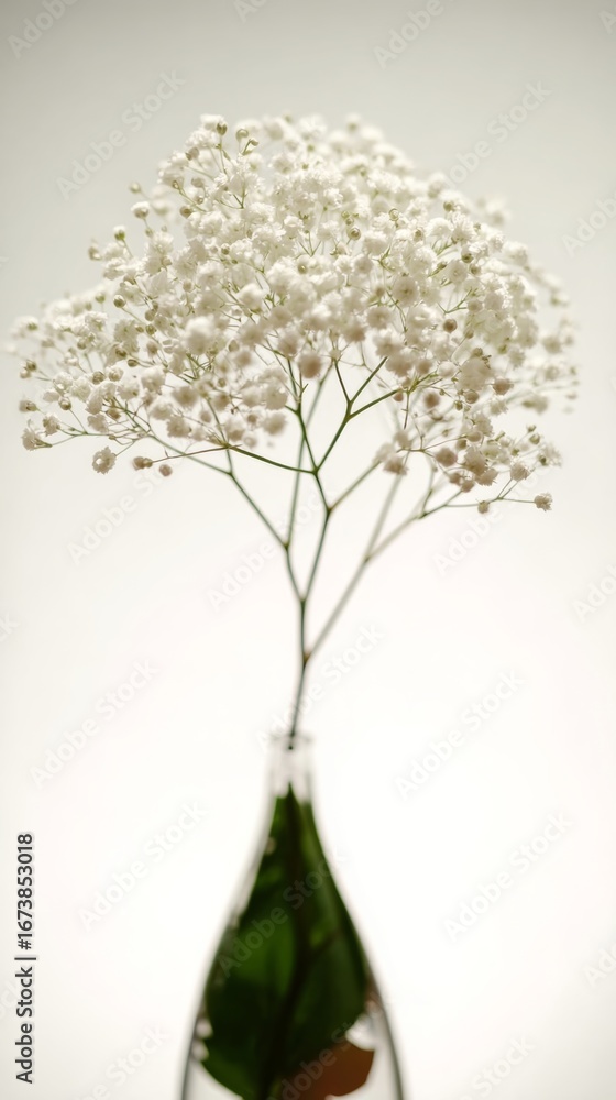 Poster delicate white flowers in a simple green vase against a soft background create an elegant display fo