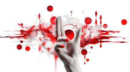 Hand holding map with route and red pin mark isolated on white background