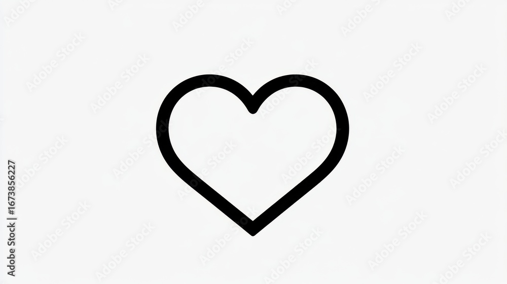 Poster heart line art icon designed for digital dating app and website interface use.
