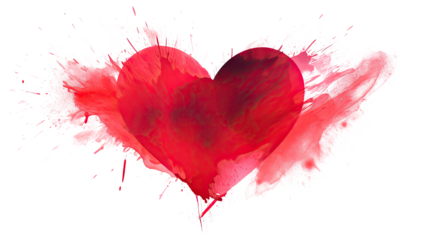 Heart brush strokes isolated on white background
