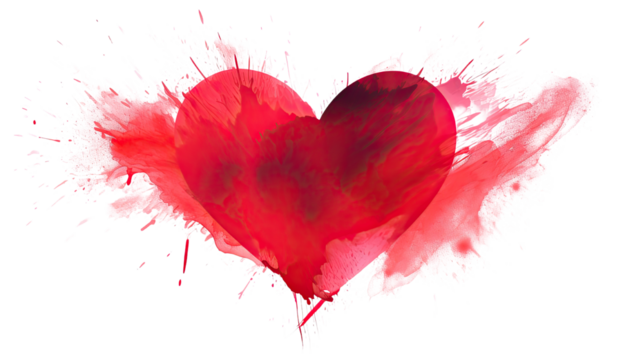 Heart brush strokes isolated on white background
