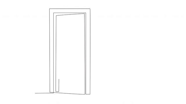 Animated walking up to the classroom with a science project in tow concept one-line drawing