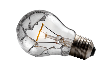 broken light bulb isolated on white background failed idea symbol