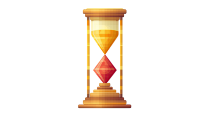 Hourglass time pixel isolated on white background
