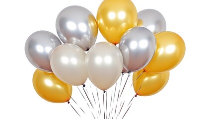 Elegant Gold Silver Balloons Bunch Festive Party Decor
