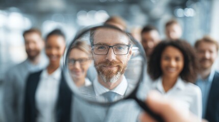 Professional Teamwork with Magnifying Glass