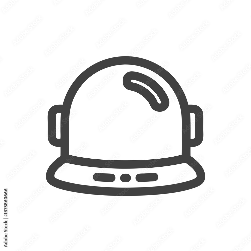 Poster minimal black and white astronaut helmet icon in clean line art for digital branding and ui design