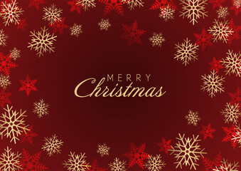 Merry Christmas background with golden snowflakes design 