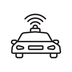 Modern Smart Car with Wireless Signal Icon on White Background