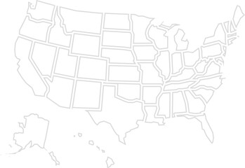 USA outline map with state borders