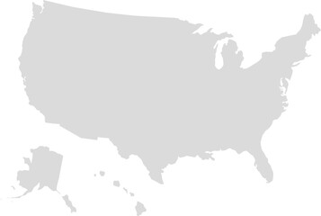 Fototapeta premium Solid grey map of United States