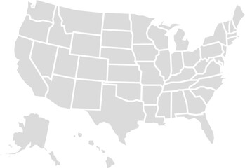 Grey USA map with state divisions