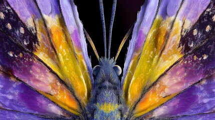 Vibrant Purple and Gold Butterfly Wings Closeup Macro Photography