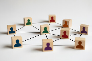 Obraz premium Colorful Human Network Connection Concept Social Links, Team Collaboration, Organizational Structure, Relationship Mapping, Diversity Visualization.