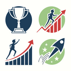 Success Icons: Growth, Achievement, and Progress Vector Set.

