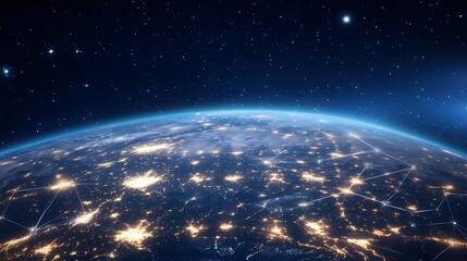 Stunning Earth at Night Global Network Connections