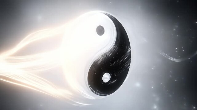 Yin Yang Symbol with Flowing Light: Balance and Harmony Concept