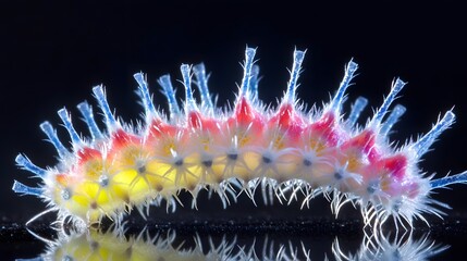 Vibrant Rainbow Caterpillar Closeup Macro Photography