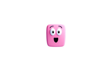 Cute Pink Cartoon Character with Excited Facial Expression on Transparent Background