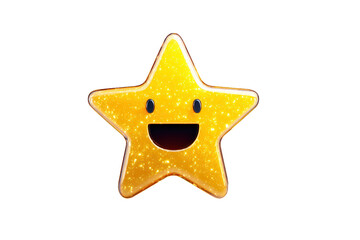 Bright Yellow Smiling Star Character on Transparent Background for Kids and Entertainment