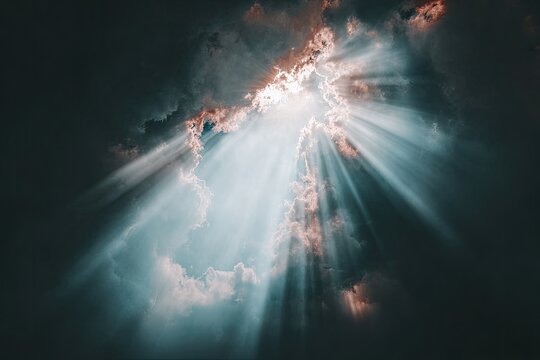 Sunlight piercing dark clouds (2) - Powered by Adobe