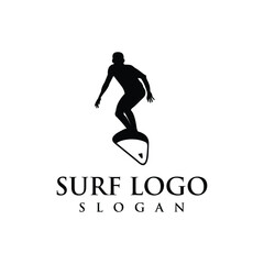 surfer on a board silhouette design vector