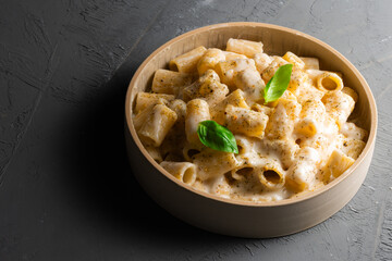 Rigatoni pasta with creamy sauce