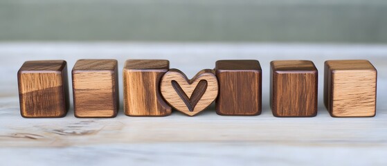 Wooden Cubes with Heart Symbol Love Concept Photography