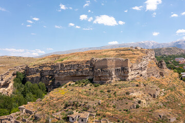 Kemah district city entrance. View of Sultan Melik Tomb, Erzincan, Turkey