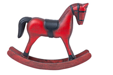 red christmas wooden horse isolated