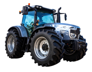  Front-Angle View of Arm Tractor with Detailed Wheels, Isolated Transparent Background PNG