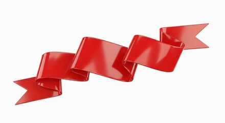 Red Ribbon Swirl Elegant Design Element for Banners, Logos, and More