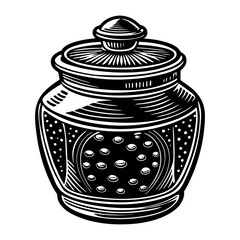 Vintage black and white glass apothecary jar vector illustration for graphic design needs