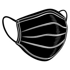 Black surgical mask vector illustration for medical and health safety and protection concept