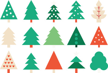 Obraz premium Collection of diverse vector christmas trees for festive winter holiday illustrations