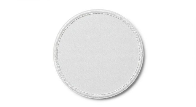 Blank white round embroidered patch template isolated for logo or design