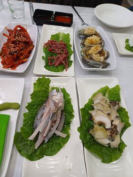 &ldquo;Korean Seafood Platter with Sea Squirt, Gaebul, Abalone, Raw Fish, and Shellfish&rdquo;