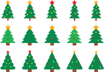 Fototapeta premium Collection of 15 unique festive christmas tree vector illustrations for holiday design