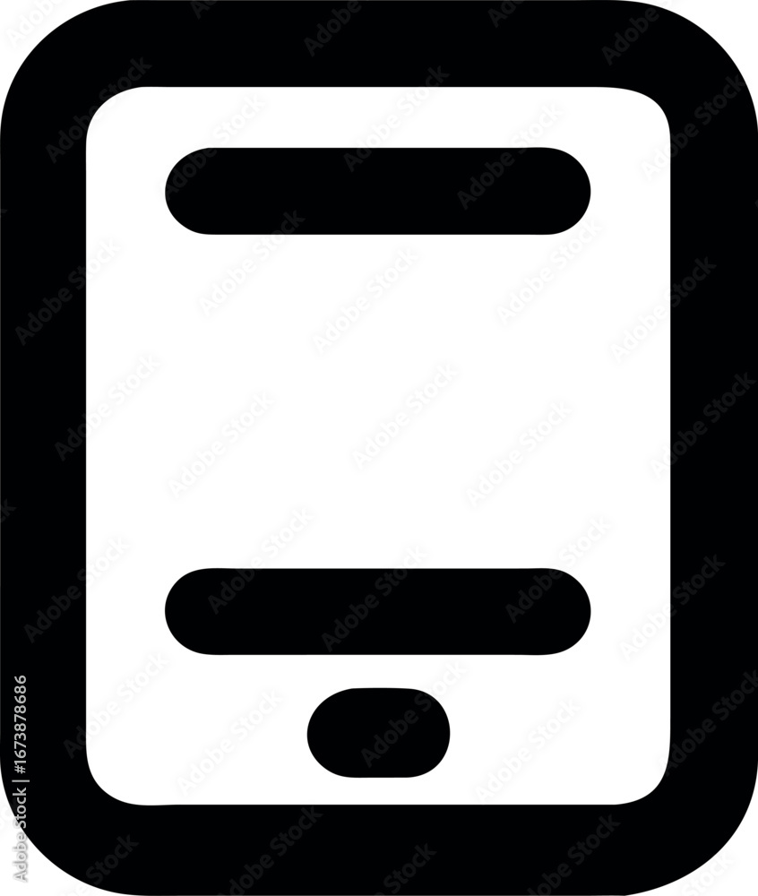 Poster simple outline icon of a smartphone with a home button and screen elements