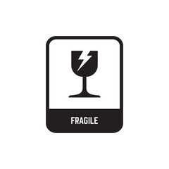Fragile Wine Glass in Square Badge