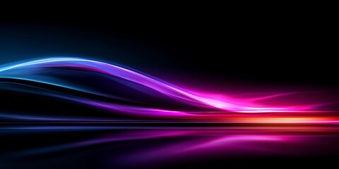 Colorful light waves in shades of pink and blue against a dark background, creating a serene atmosphere.