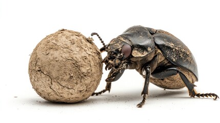Dung beetle rolling ball
