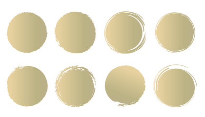 金色の和風の丸フレームイラストセット　筆丸　筆　丸　波