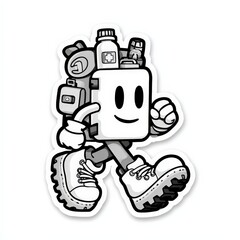 Naklejka premium Happy First Aid Kit Character Walking