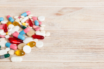 Collection Of Various Medical Tablets And Pills. Assorted pharmaceutical medicine pills, tablets...