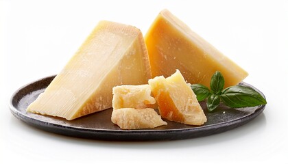 emilia romagna parmigiano reggiano cheese wedges on white background