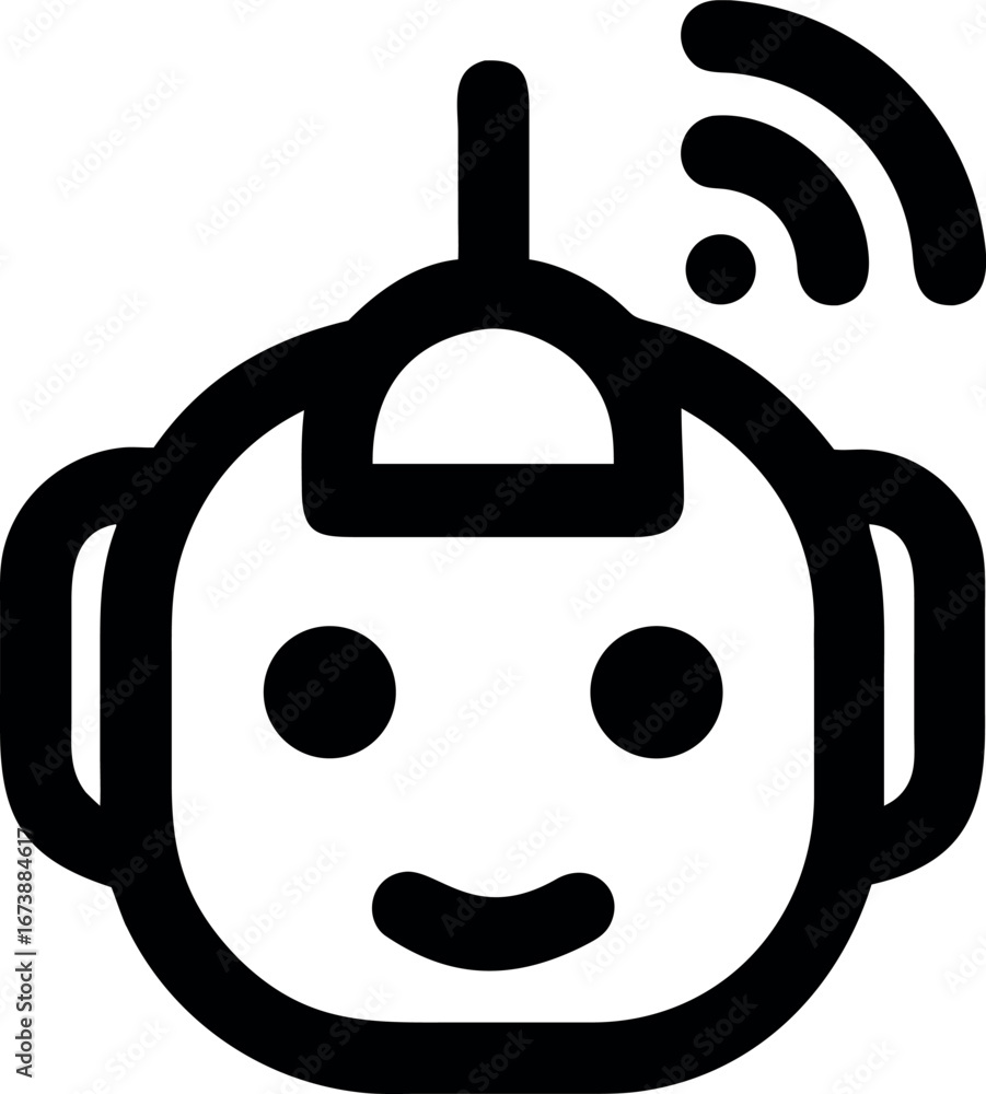 Aufkleber a playful robot icon with wifi signal design, ideal for tech-related projects and digital concepts