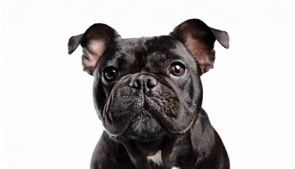 adorable black bulldog portrait cute and loyal pet photography on white background