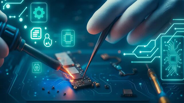 Precision Soldering and Circuit Repair on Microchip with Digital Technology for Electronics and Innovation